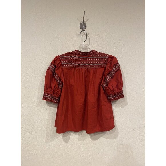 A Loves A Shirt Womens Medium Red Embroidered Peasant Boho Tunic Top Blouse - Picture 4 of 4